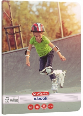 Caiet Herlitz A5, 48 file, dictando, colturi rotunjite, motiv Sports, diverse modele